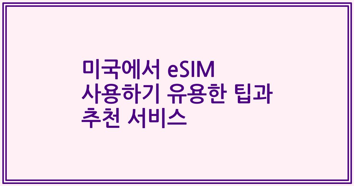 미국에서 eSIM 사용하기 유용한 팁과 추천 서비스
