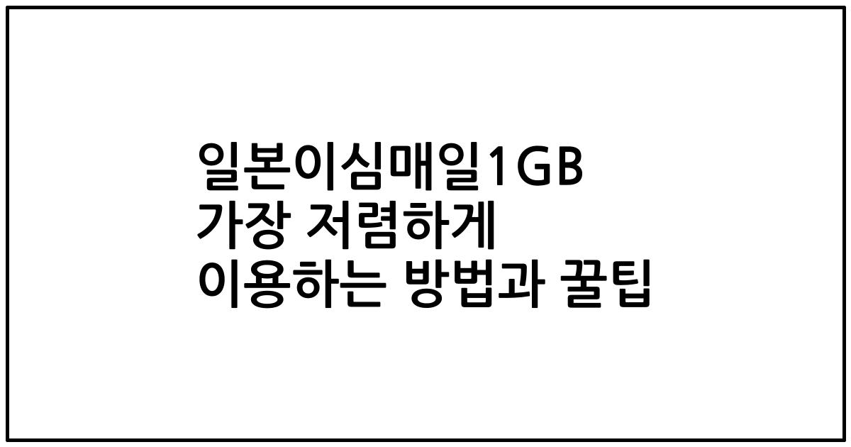 일본이심매일1GB 가장 저렴하게 이용하는 방법과 꿀팁