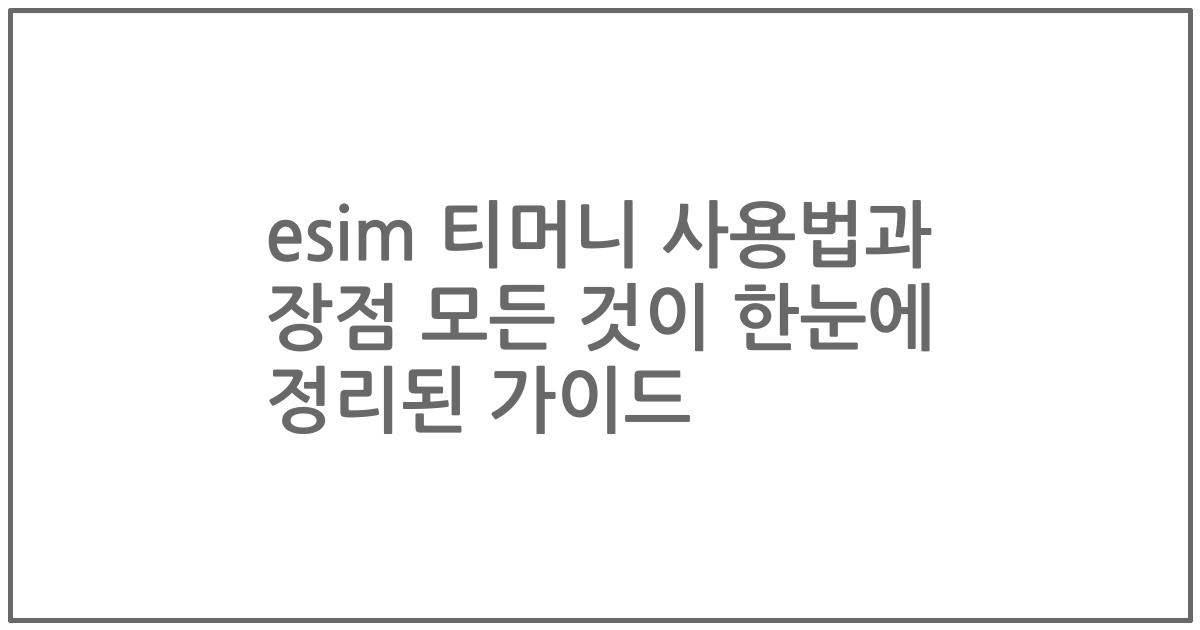 esim 티머니 사용법과 장점 모든 것이 한눈에 정리된 가이드