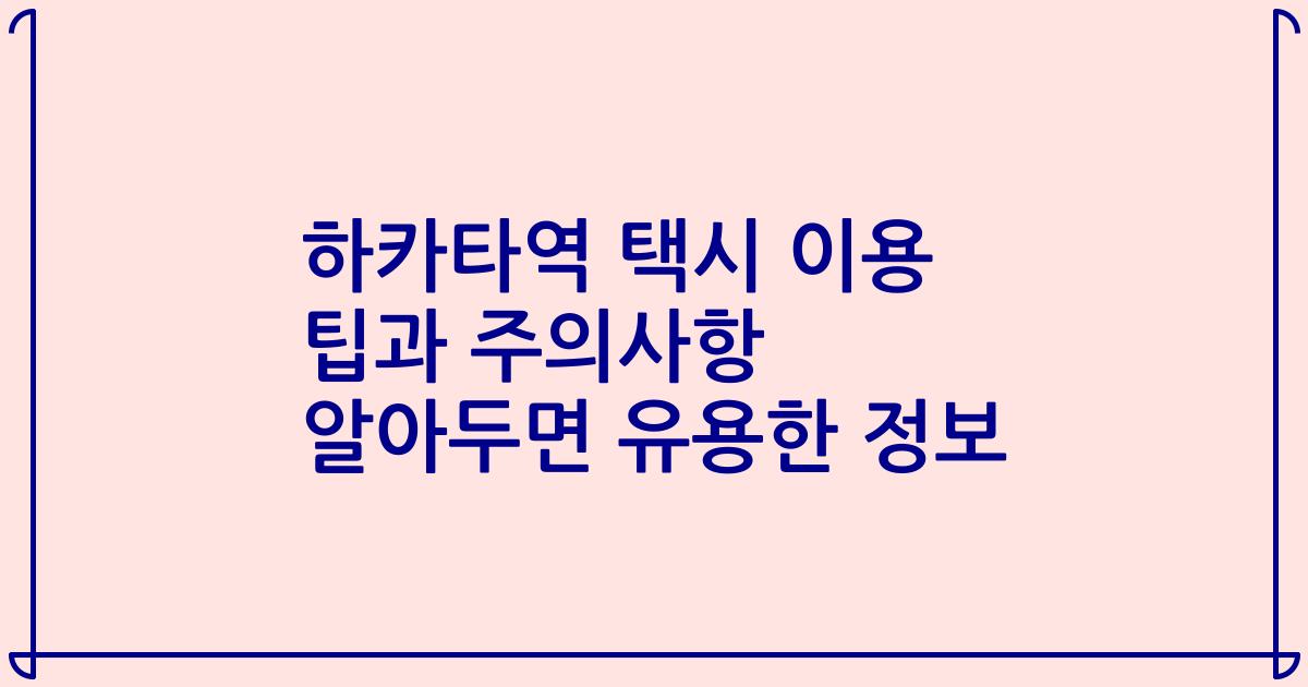 하카타역 택시 이용 팁과 주의사항 알아두면 유용한 정보