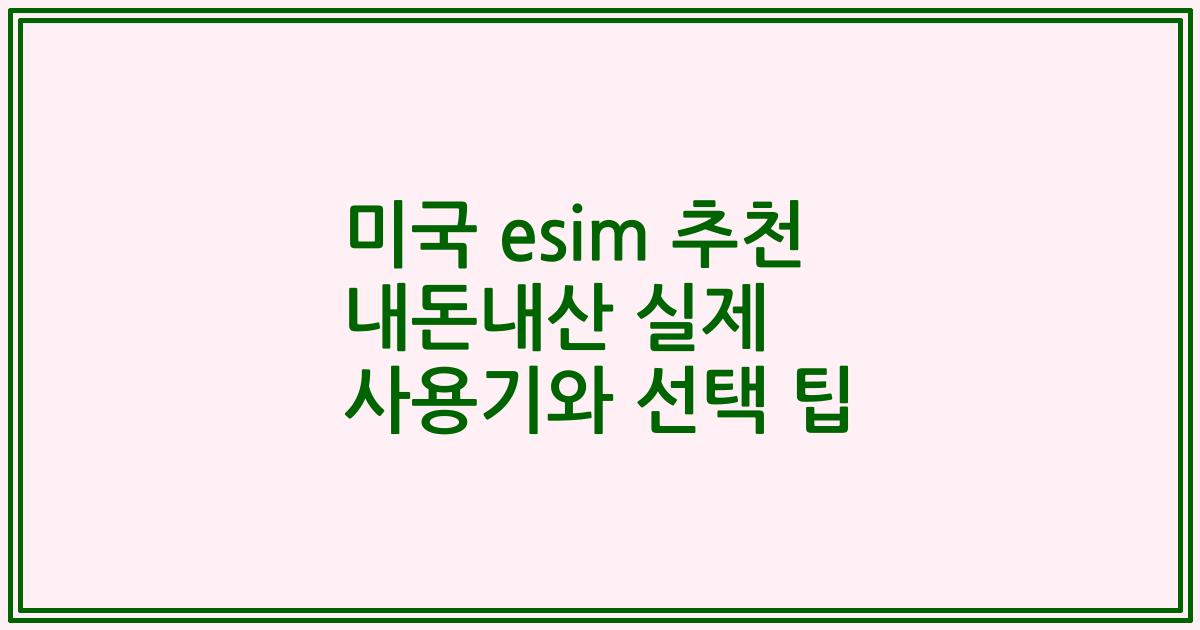 미국 esim 추천 내돈내산 실제 사용기와 선택 팁